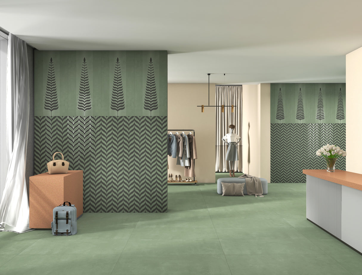 BRAZZIL GREEN LEAF DECOR HL - INDIAN TILES - ( - CRIST DECOR - 1200x600 mm - 48inchX24inch)