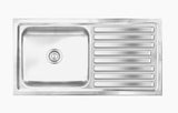 SS SINK 1.0 BOWL WITH DRAIN BOARD (DEPTH 7.5  )ELEGANCE SMALL - NIRALI -  ( GLOSSY - POPULAR SINK RANGE - 915x460 mm - 36inchX18inch )