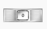 SS SINK 1.0 BOWL WITH 2 DRAIN BOARD (DEPTH 8  )ELEGANT GLORY SMALL - NIRALI -  ( SATIN - POPULAR SINK RANGE - 1295x457 mm - 51inchX18inch )