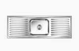 SS SINK 1.0 BOWL WITH 2 DRAIN BOARD (DEPTH 8.5  ) ELEGANT GLORY BIG - NIRALI -  ( SATIN - POPULAR SINK RANGE - 1500x510 mm - 59inchX20inch )
