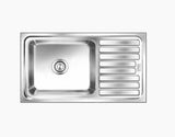 SS SINK 1.0 BOWL WITH DRAINBOARD (DEPTH 8INCH) ELEGANCE ULTRA BIG - NIRALI -  ( GLOSSY - POPULAR SINK RANGE - 915x510 mm - 36inchX20inch )