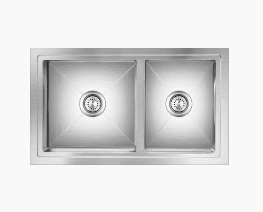 SS SINK 1.5 BOWL W/O DRAIN BOARD WITH SILICON PREMIUM ROLL MAT , 1 VEG TRAY BIG , 2 STRAINER (DEPTH 9INCH) EMAX - NIRALI -  ( SATIN - EXPELL SINK - 865x510 mm - 34inchX20inch )