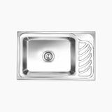 SS SINK 1.0 BOWL WITH SMALL DRAIN BOARD (DEPTH 10  )EUREKA JUMBO - NIRALI -  ( SATIN - D SIGNO - 865x510 mm - 34inchX20.75inch )