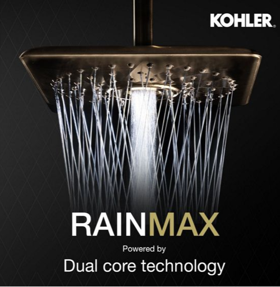 RAIN MAX SQUARE RH DUAL CORE SHOWERHEAD - KOHLER PREMIUM -  ( CHROME - PREMIUM - 256x256 mm - 10inchX10inch )