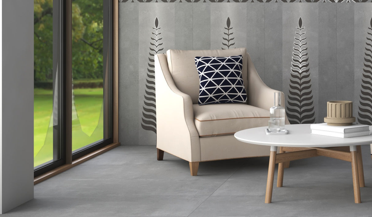 BRAZZIL GREY LEAF DECOR HL - INDIAN TILES - ( - CRIST DECOR - 1200x600 mm - 48inchX24inch)