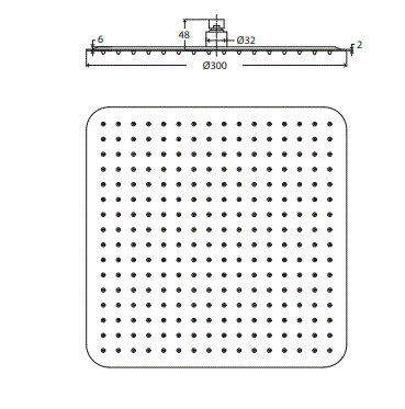 ULTRA THIN SS RAIN SHOWER 300 MM SQUARE - HINDWARE FAUCETS -  ( POLISHED CHROME - GEOMETRIC SHOWERS - 300x300 mm - 11.8inchx11.8inch )