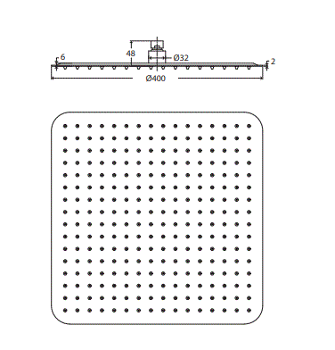 ULTRA THIN SS RAIN SHOWER 400 MM SQUARE - HINDWARE FAUCETS -  ( POLISHED CHROME - GEOMETRIC SHOWERS - 400x400 mm - 15.7inchx15.7inch )