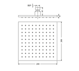 RAIN SHOWER SS SQUARE -200 MM - HINDWARE FAUCETS -  ( POLISHED CHROME - GEOMETRIC SHOWERS - 200x200 mm - 8inchX8inch )