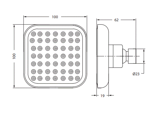 RAIN SH GREY WHITE 100 MM-SQUARE - HINDWARE FAUCETS -  ( POLISHED CHROME - GEOMETRIC SHOWERS - 100x100 mm - 3.9inchX3.9inch )