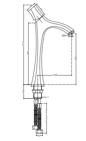 SINGLE LEVER BASIN MIXER TALL - HINDWARE FAUCETS -  ( POLISHED CHROME - ARMADA-GLAMOUR - 0x15 mm - 0inchX0.5inch )