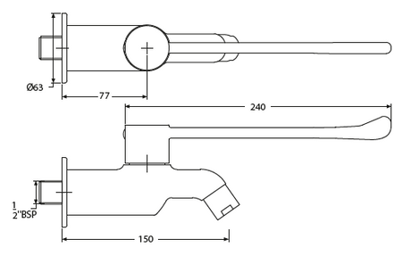 BIB COCK W/FLANGE - HINDWARE FAUCETS -  ( POLISHED CHROME - FLORA - 0x15 mm - 0inchX0.5inch )