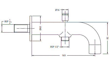 BATH TUB SPOUT WITH TIP-TON - HINDWARE FAUCETS -  ( POLISHED CHROME - FLORA-NEO CLASSIC - 0x15 mm - 0inchX0.5inch )