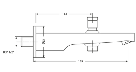 BATH TUB SPOUT WITH TIP-TON - HINDWARE FAUCETS -  ( POLISHED CHROME - ELEMENT-URBAN - 0x15 mm - 0inchX0.5inch )