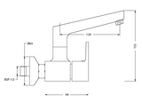 (PRUN)SINK COCK SWIVEL SPOUT-WALL MOUNT - HINDWARE FAUCETS -  ( POLISHED CHROME - ELEMENT-URBAN - 0x15 mm - 0inchX0.5inch )
