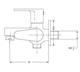 (PRUN) BIB COCK 2 IN 1 WITH WALL FLANGE - HINDWARE FAUCETS -  ( POLISHED CHROME - CORA-URBAN - 0x15 mm - 0inchX0.5inch )