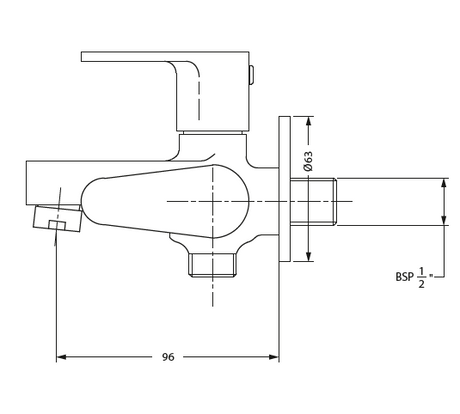 (PRUN) BIB COCK 2 IN 1 WITH WALL FLANGE - HINDWARE FAUCETS -  ( POLISHED CHROME - CORA-URBAN - 0x15 mm - 0inchX0.5inch )