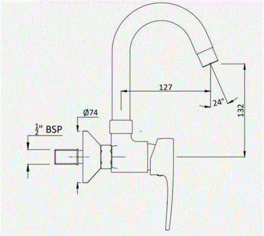 S/L SINK MIXER SWIVEL SPOUT-WALL MOUNT - HINDWARE FAUCETS -  ( POLISHED CHROME - AVIOR-GEOMETRIC - 0x15 mm - 0inchX0.5inch )