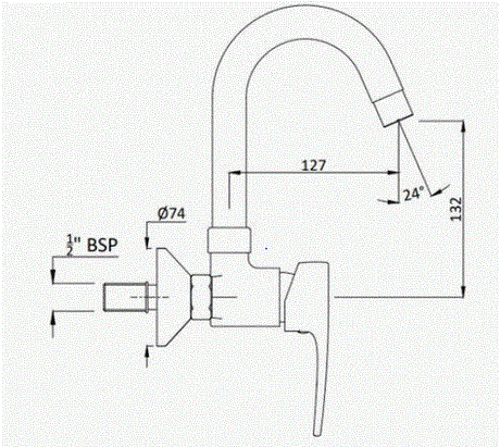 S/L SINK MIXER SWIVEL SPOUT-WALL MOUNT - HINDWARE FAUCETS -  ( POLISHED CHROME - AVIOR-GEOMETRIC - 0x15 mm - 0inchX0.5inch )