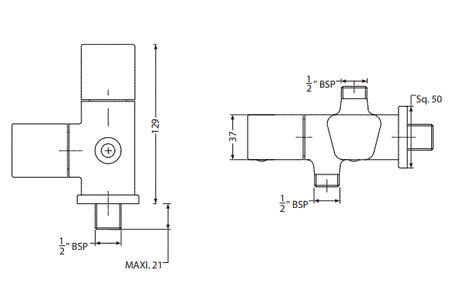 ANGULAR STOP COCK 2 IN 1 - HINDWARE FAUCETS -  ( POLISHED CHROME - STARC-GEOMETRIC - 0x15 mm - 0inchX0.6inch )