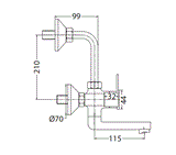 WALL MIXER BEND - HINDWARE FAUCETS -  ( POLISHED CHROME - AGNESE - 0x15 mm - 0inchX0.5inch )