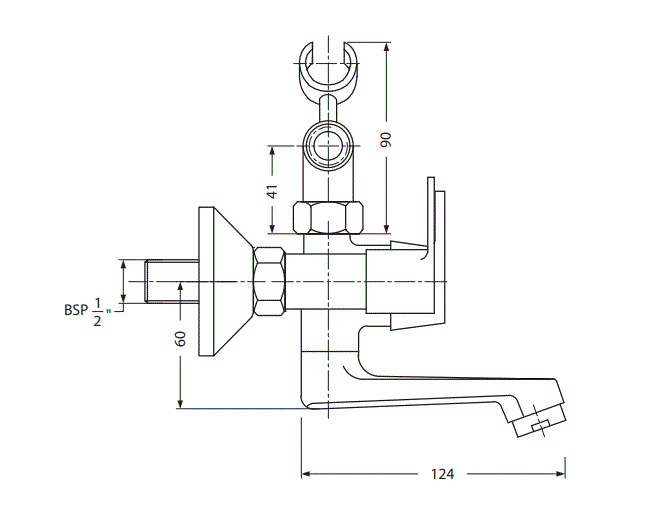 WALL MIXER TELEPHONIC WITH CRUTCH  - HINDWARE FAUCETS -  ( POLISHED CHROME -  - 0x15 mm - 0inchX0.5inch )