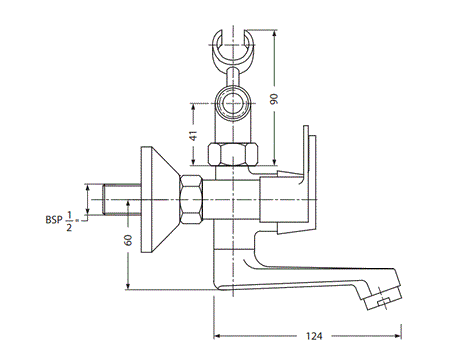 WALL MIXER TELEPHONIC WITH CRUTCH  - HINDWARE FAUCETS -  ( POLISHED CHROME -  - 0x15 mm - 0inchX0.5inch )