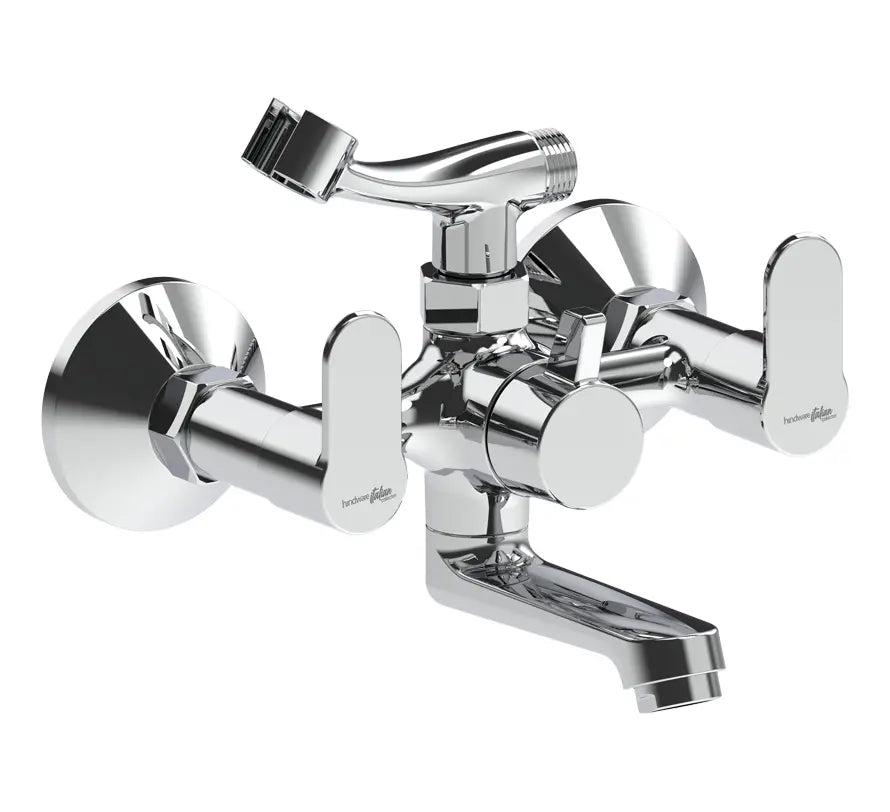 WALL MIXER TELEPHONIC WITH CRUTCH  - HINDWARE FAUCETS -  ( POLISHED CHROME -  - 0x15 mm - 0inchX0.5inch )