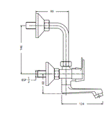 WALL MIXER L BEND - HINDWARE FAUCETS - (POLISHED CHROME - FABIO - 0x15 mm -  0inchX0.5inch)