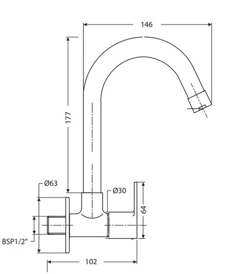 SINK COCK SWIVEL SPOUT-WALL MOUNT - HINDWARE FAUCETS -  ( POLISHED CHROME -  - 0x15 mm - 0inchX0.5inch )