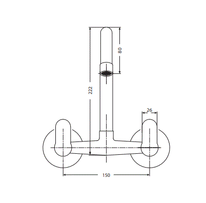 SINK MIXER SWIVEL SPOUT-WALL MOUNT - HINDWARE FAUCETS -  ( POLISHED CHROME -  - 0x15 mm - 0inchX0.5inch )