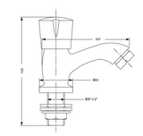 (PRUN) PILLAR COCK - HINDWARE FAUCETS -  ( POLISHED CHROME - CONTESSA NEO- 0x15 mm - 0inchX0.5inch )