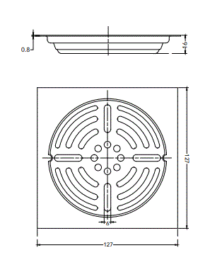 SQUARE DRAIN JALI 127 MM  CIRCULAR - HINDWARE FAUCETS -  ( POLISHED CHROME - ADDONS - 0x127 mm - 0inchX5inch )