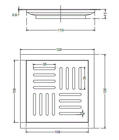 SQUARE DRAIN JALI  127 MM  ANGULAR - HINDWARE FAUCETS -  ( POLISHED CHROME - ADDONS - 0x127 mm - 0inchX5inch )