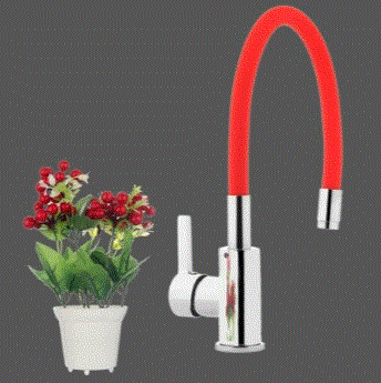 SL SINK MIXER FLEXIBLE SPOUT-TABLE MOUNT (RED) - HINDWARE FAUCETS -  ( POLISHED CHROME - KITCHEN MIXER-GLAMOUR - 0x15 mm - 0inchX0.5inch )