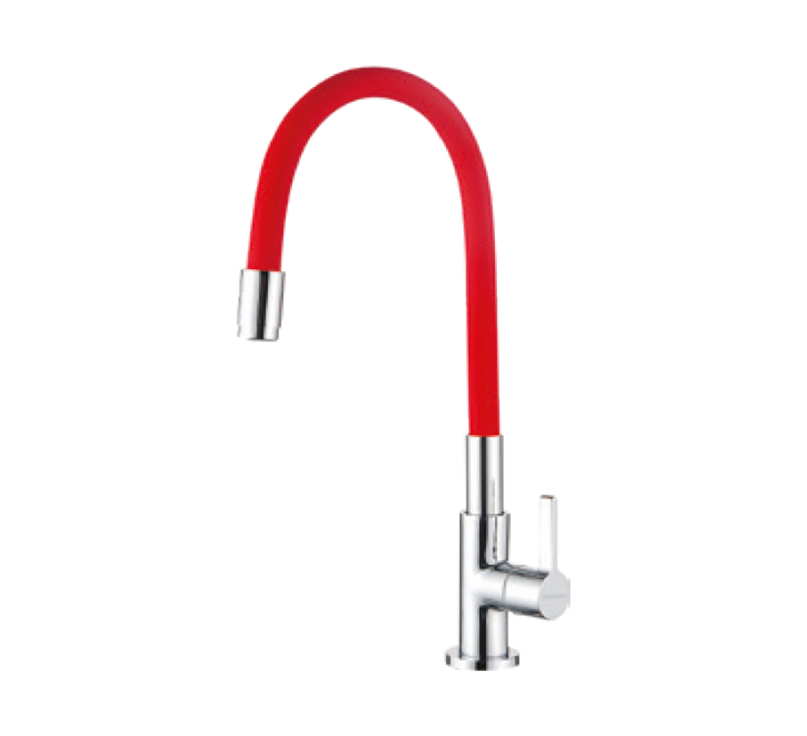 SINK COCK FLEXIBLE SPOUT-TABLE MOUNT (RED) - HINDWARE FAUCETS -  ( POLISHED CHROME - KITCHEN TAP-GLAMOUR - 0x15 mm - 0inchX0.5inch )