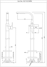 EXPOSED PARTS OF FLOOR MOUNTED SINGLE LEVER BATH MIXER - JAQUAR FAUCETS -  ( BLACK CHROME - FLORENTINE PRIME - 0x15 mm - 0inchX0.5inch )