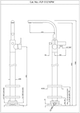 EXPOSED PARTS OF FLOOR MOUNTED SINGLE LEVER BATH MIXER - JAQUAR FAUCETS -  ( BLACK MATT - FLORENTINE PRIME - 0x15 mm - 0inchX0.5inch )
