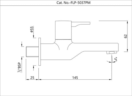 BIB COCK WITH WALL FLANGE - JAQUAR FAUCETS -  ( BLACK MATT - FLORENTINE PRIME - 0x15 mm - 0inchX0.5inch )