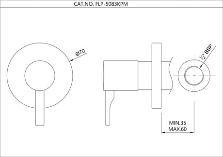 EXPOSED PART KIT OF CONCEALED STOP COCK & FLUSH COCK - JAQUAR FAUCETS -  ( BLACK MATT - FLORENTINE PRIME - 0x15 mm - 0inchX0.5inch )