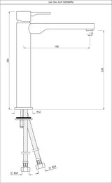 SINGLE LEVER TALL BOY WITH 190MM EXTENSION BODY FIXED SPOUT WITHOUT POPUP W/PIPES - JAQUAR FAUCETS -  ( BLACK MATT - FLORENTINE PRIME - 0x15 mm - 0inchX0.5inch )