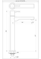 PILLAR COCK WITH EXTENSION BODY - JAQUAR FAUCETS -  ( CHROME - FLORENTINE PRIME - 0x15 mm - 0inchX0.5inch )