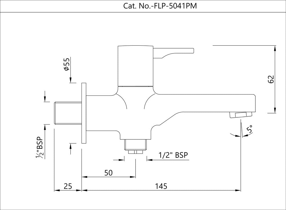 2 WAY BIB COCK WITH WALL FLANGE - JAQUAR FAUCETS -  ( CHROME - FLORENTINE PRIME - 0x15 mm - 0inchX0.5inch )