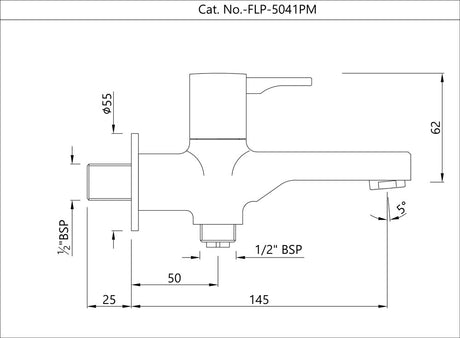 2 WAY BIB COCK WITH WALL FLANGE - JAQUAR FAUCETS -  ( CHROME - FLORENTINE PRIME - 0x15 mm - 0inchX0.5inch )