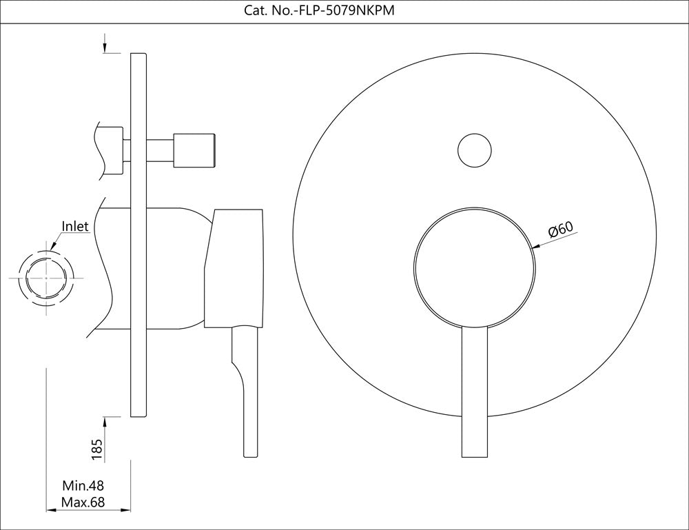SINGLE LEVER EXPOSED PARTS KIT OF HI-FLOW DIVERTER - JAQUAR FAUCETS -  ( CHROME - FLORENTINE PRIME - 0x15 mm - 0inchX0.5inch )