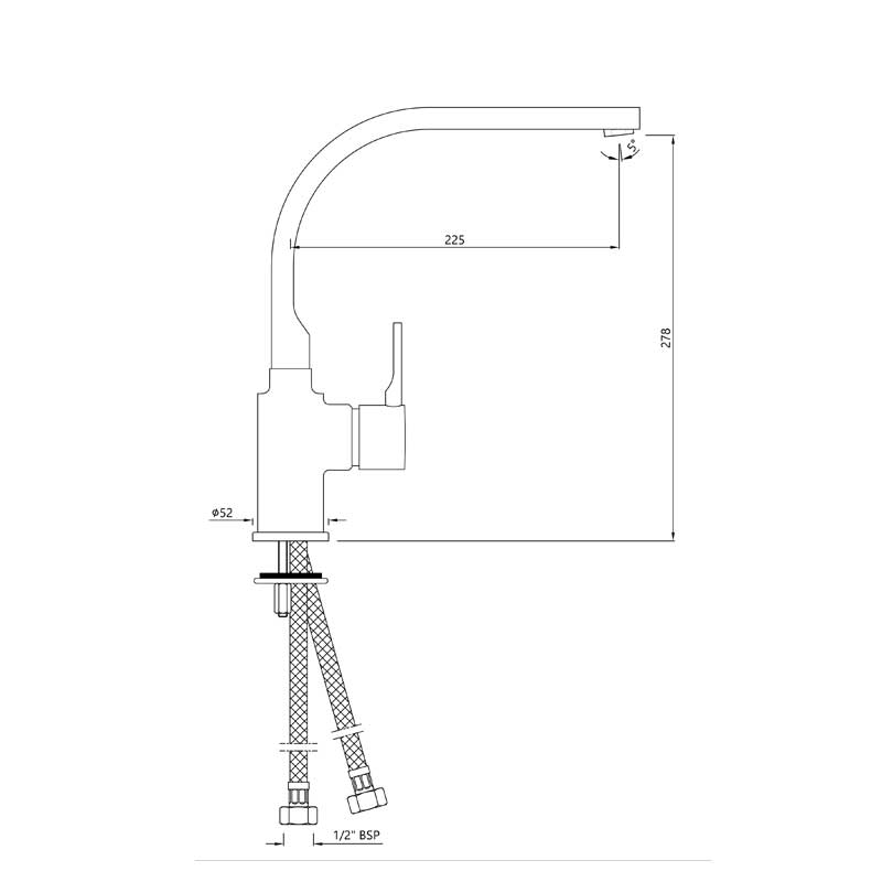 SIDE SINGLE LEVER SINK MIXER WITH SWINGING SPOUT (TABLE MOUNTED) - JAQUAR FAUCETS -  ( CHROME - FLORENTINE PRIME - 0x15 mm - 0inchX0.5inch )