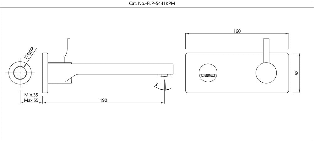 EXPOSED PART KIT OF SINGLE CONCEALED STOP - JAQUAR FAUCETS -  ( BLACK MATT - FLORENTINE PRIME - 0x15 mm - 0inchX0.5inch )