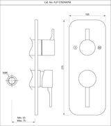 AQUAMAX EXPOSED PART KIT OF SINGLE LEVER SHOWER MIXER WITH 3-WAY DIVERTER AND SLEEVE (COMPATIBLE WITH ALD-783N) - JAQUAR FAUCETS -  ( BLACK MATT - FLORENTINE PRIME - 0x15 mm - 0inchX0.5inch )