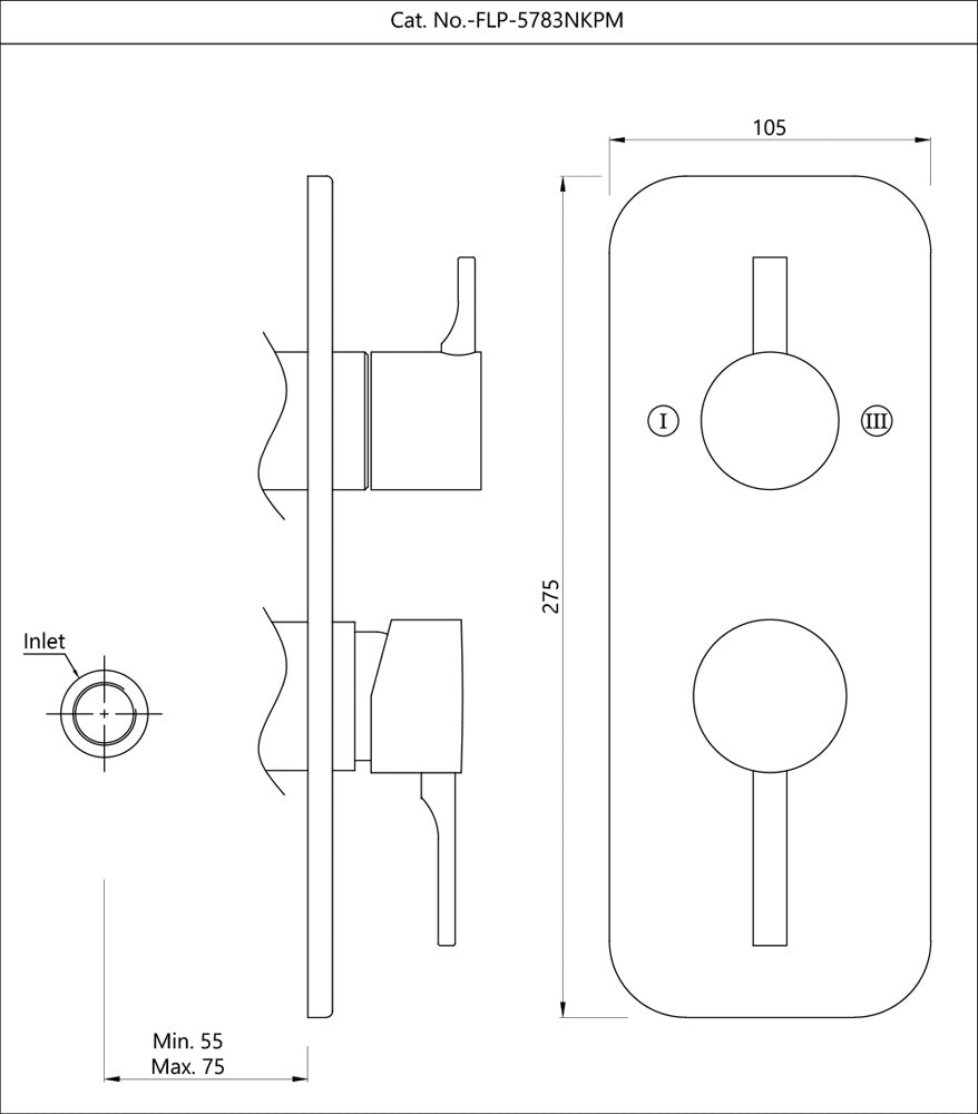 AQUAMAX EXPOSED PART KIT OF SINGLE LEVER SHOWER MIXER WITH 3-WAY DIVERTER AND SLEEVE (COMPATIBLE WITH ALD-783N) - JAQUAR FAUCETS -  ( CHROME - FLORENTINE PRIME - 0x20 mm - 0inchX0.8inch )
