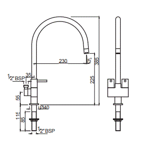 SINK COCK T/M W/PROV FOR RO CONNECTION - JAQUAR FAUCETS -  ( CHROME - FLORENTINE - 0x15 mm - 0inchX0.5inch )