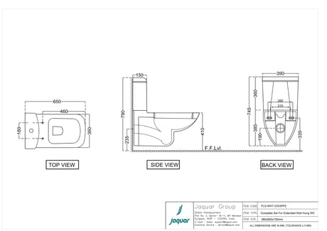 EWC W/M EXTD W/S.C+CIST+FITT(2PC SET) - JAQUAR SWARE -  ( WHITE - FLORENTINE - 390x650 mm - 15.6inchx26inch )